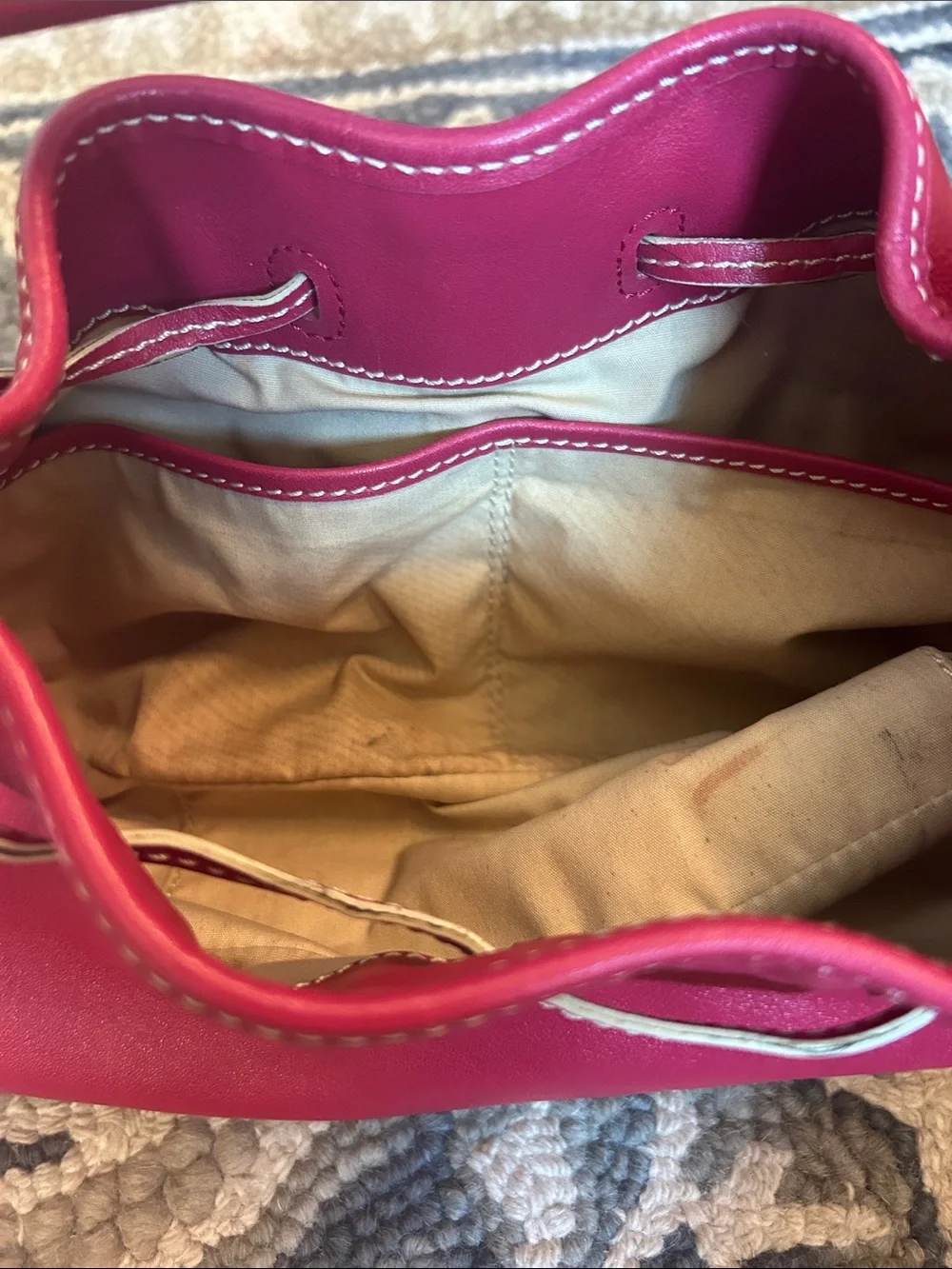 Tod's leather hobo bag, pink/cream color distinct design elements q 13 1/2” x 8”